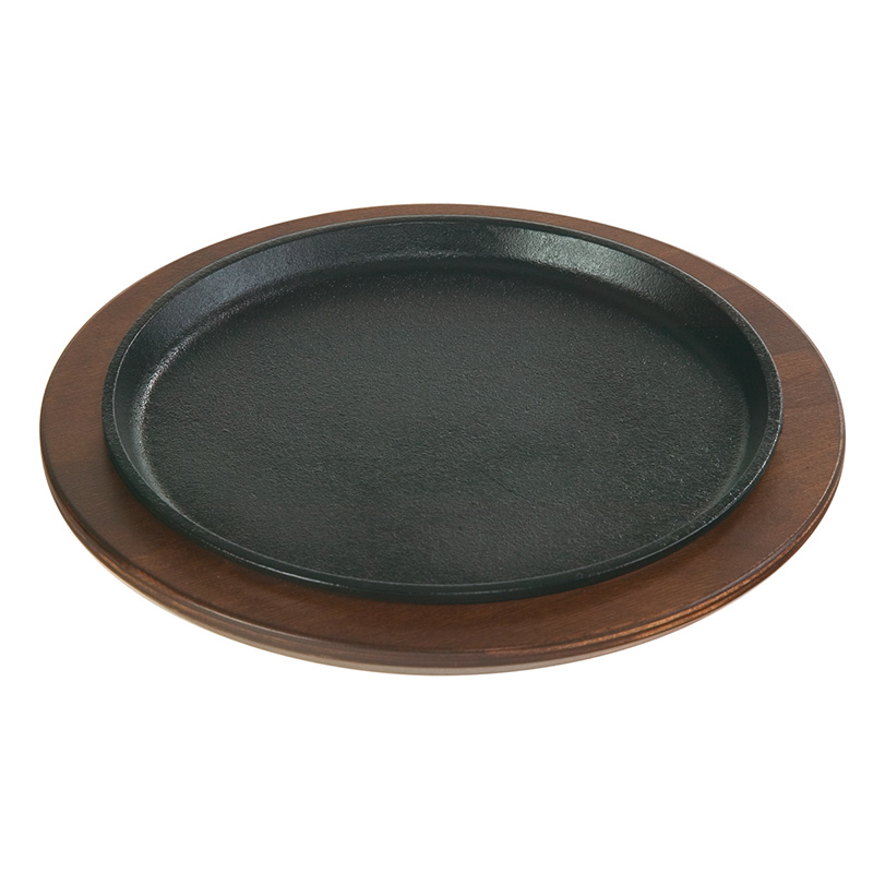 Lodge Seasoned Cast Iron Chefs Platter and Wooden Underliner