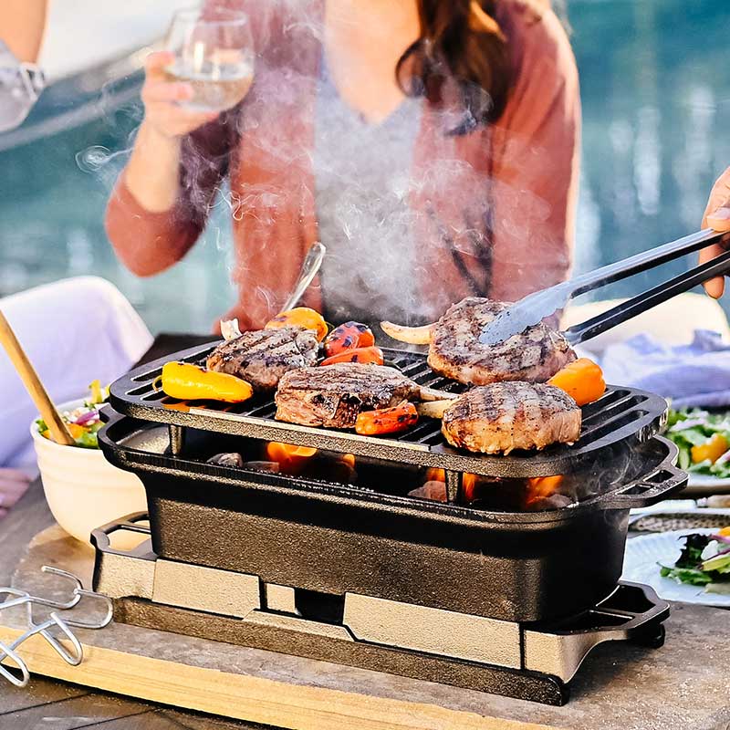 Lodge Cast Iron Sportsman's Grill. Large Charcoal Hibachi-Style