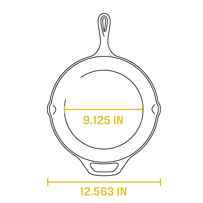 Cast Iron Skillet - 12” Dimensions & Drawings