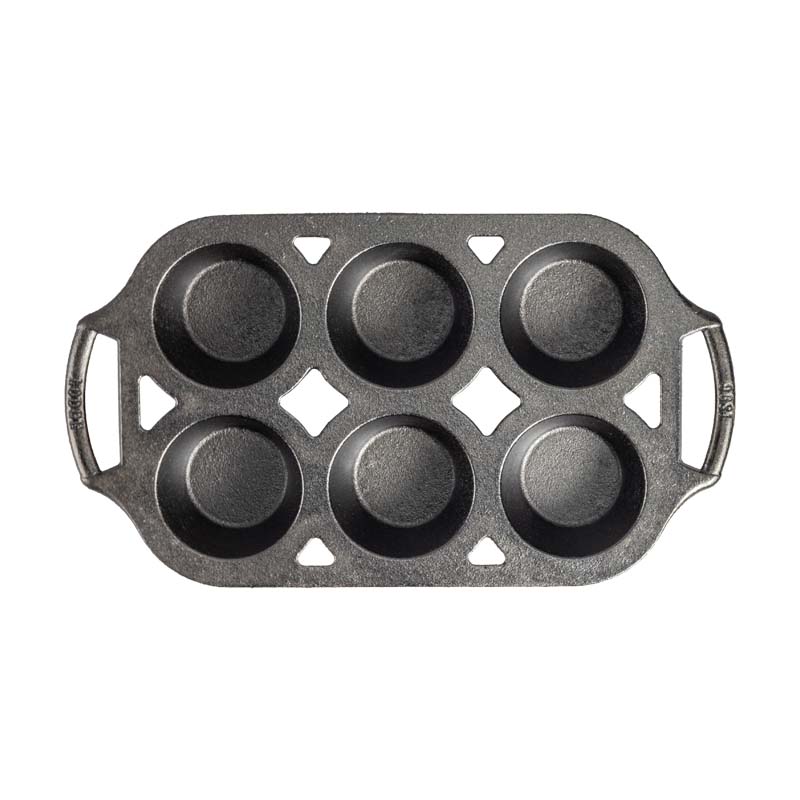 Lodge Muffin Pan, Seasoned Cast Iron, L5P3, with 6 impressions